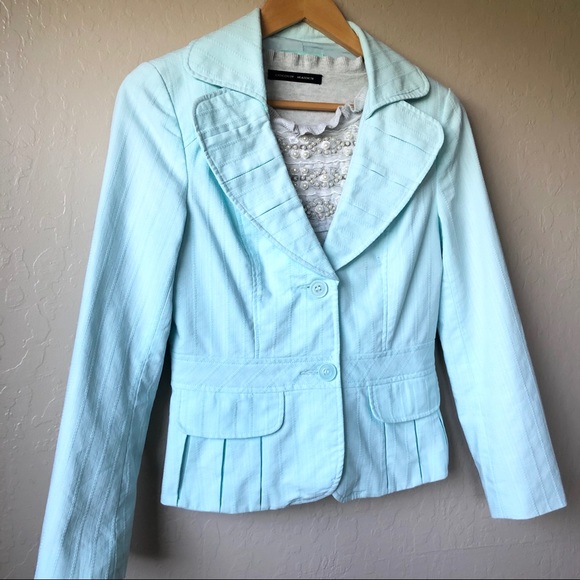 Light Aqua Slim Fit Blazer, Size 2 - Picture 13 of 15